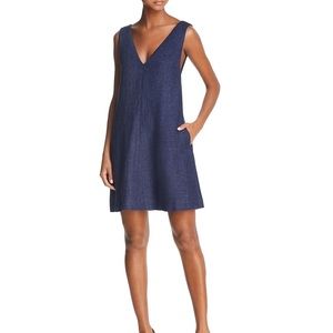 Theory V Shift FL-Integrate dark blue linen v neck dress size P or Extra Small